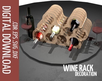 Wine rack / Wine Standing 10 Bottle Storage SVG laser file / Holder mini bar