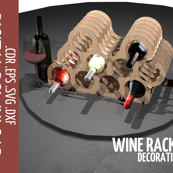 Laser cut files Wine rack / Wine Standing 10 Bottle Storage SVG laser file / Glowforge cut files / Wine holder Cnc files for wood / Digital