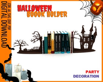 Halloween Bookends Laser cut files / Halloween Book holder cnc files / Glowforge files / Laser cut SVG files / Halloween bookshelf decor SVG