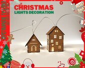 Christmas Garland Houses Laser Cut File, Holiday Home Decor (svg, pdf, cdr, dxf)