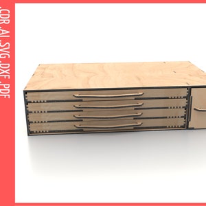 Caixa de armazenamento com organizador de gavetas SVG | Arquivos de corte a laser, arquivo cnc | Organizador de armário svg | Organizador de mesa SVG | Organizador de correio dxf vector