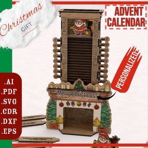 Whimsical Santa Countdown Calendar - Laser Cutting SVG & Glowforge Plan