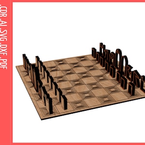 Laser cut vector files SVG CNC Chess svg / Outdoor Table games Chess, wooden Chess dxf file / Chess Board Game SVG cnc cut, Laser cut files