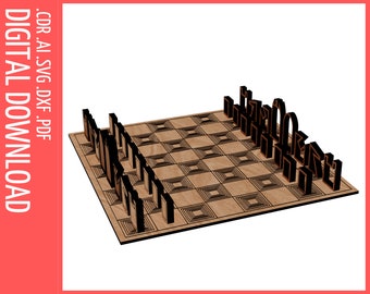 Laser cut vector files SVG CNC Chess svg / Outdoor Table games Chess, wooden Chess dxf file / Chess Board Game SVG cnc cut, Laser cut files