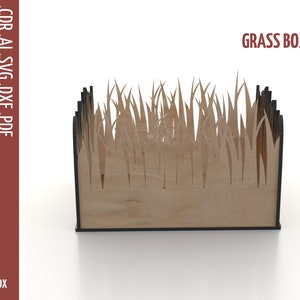 Caixa de corte a laser Grass svg, caixa de armazenamento, organizador de mesa svg, organizador de correio / arquivos DXF para laser, arquivos SVG de corte a laser / arquivos Glowforge