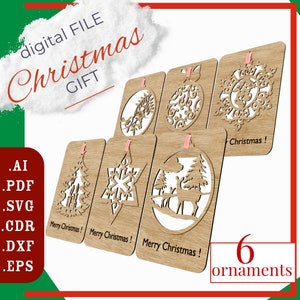 Fascino natalizio radioso Set di ornamenti natalizi tagliati al laser, decorazione per l'albero, regalo festivo / Stravagante paese delle meraviglie: ornamenti natalizi tagliati al laser fai da te