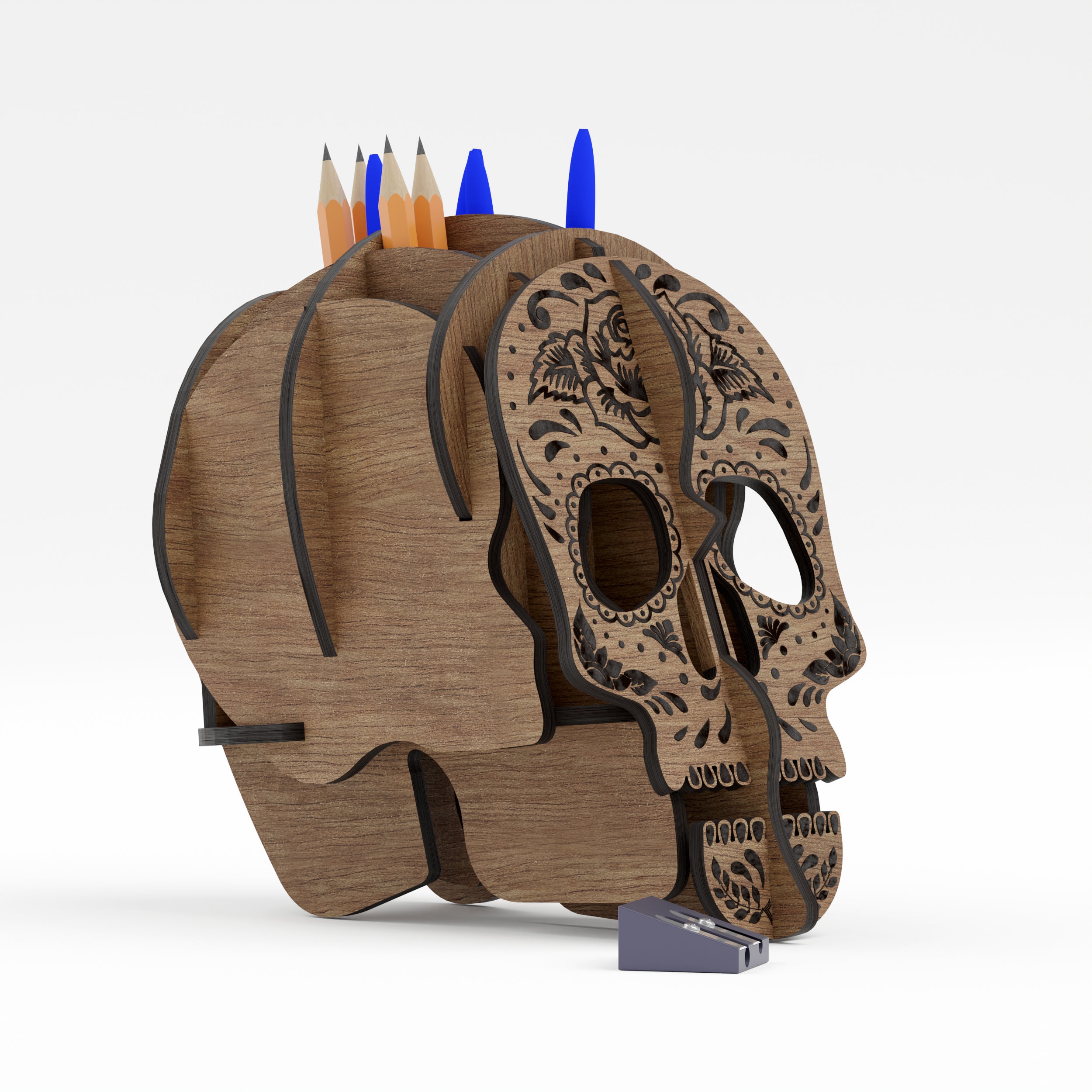 Pepil Mexican Pepito Skull Pen and Pencil Desktop Organizer / Desk Organizer ...