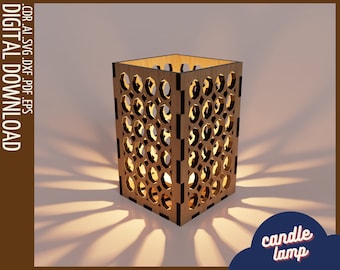 Elegant Laser Cut Table Lamp SVG | Glowforge | DIY Candle Holder | Premium Wooden Table Lamp Pattern | Laser Cut Candle Holder |