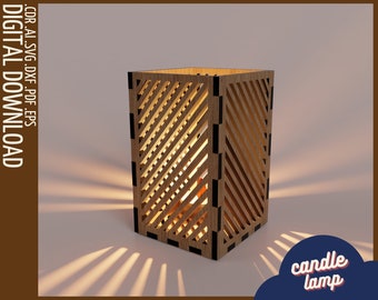 Glowforge & CNC Table Lamp SVG | Home decor svg | Laser Cut Patterns | Modern Lantern DXF Template | Candle Holder Digital Download