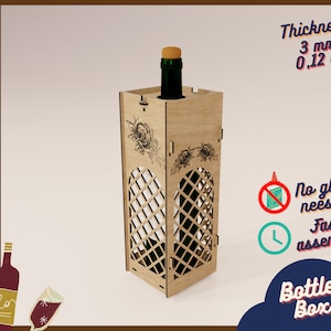 Wine box template | Wine Bottle box project | Laser cut wine box | wine box svg | cajo vino svg | Digital file