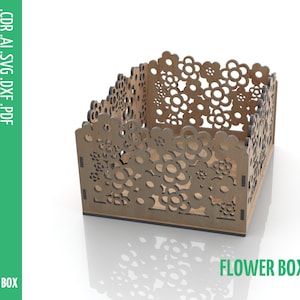 Laser cut box floral svg, Storage box Flowers, Desk organizer svg, mail organizer / DXF files for laser, SVG laser cut files / Glowforge
