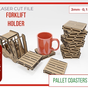 Gabelheben Palettenuntersetzer SVG, Boxed Pallet Drink Coaster Cut File, Lagerarbeiter Geschenk