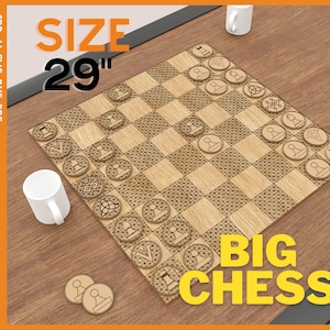 Laser cut files Chess XXL svg, cnc file / Outdoor Table games Chess, wooden Chess dxf file / Chess Board Game cnc cut, Laser cut