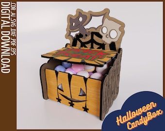 Halloween Süßes oder Saures Bonbondose | Halloween-Dekor | Süßer Halter | Süßer Kürbis Leckerli Box SVG | Halloween Süßigkeiten Halter | Zum Selbermachen