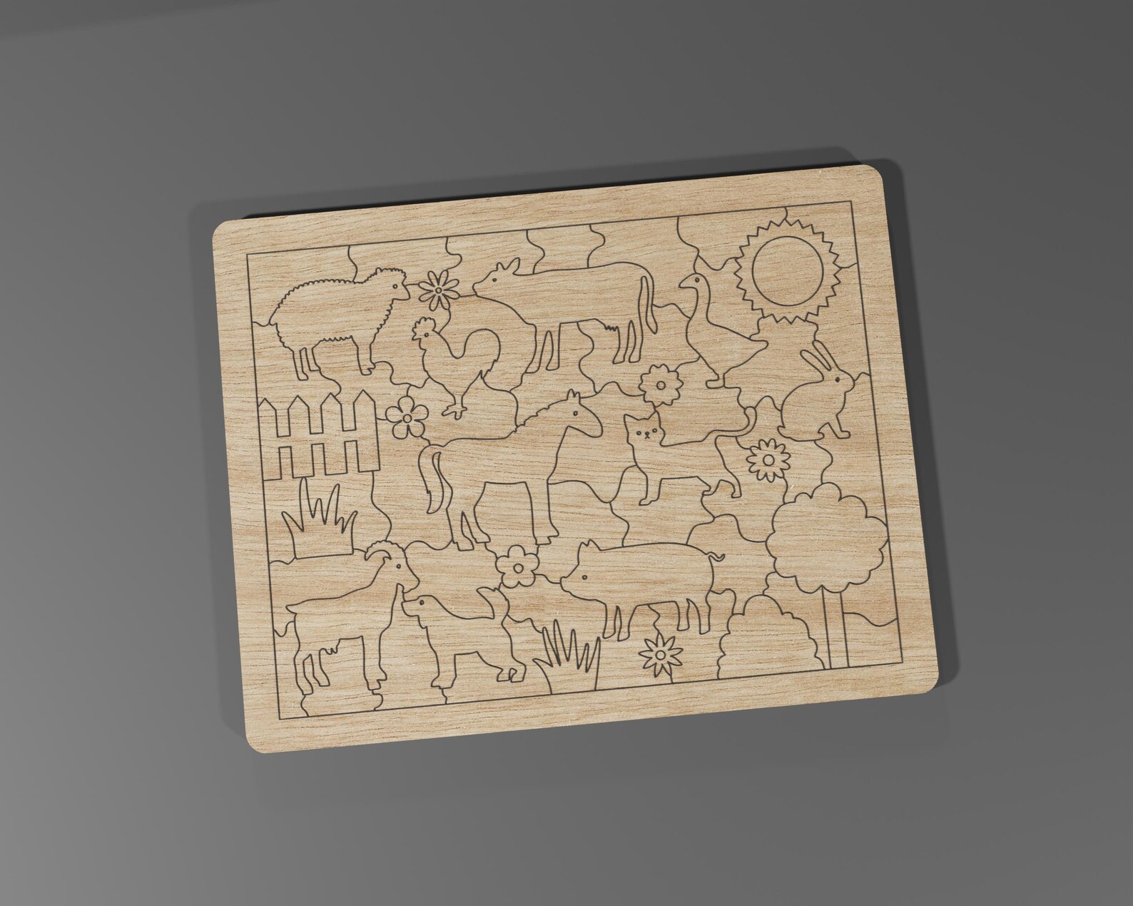 Puzzle Farm Animals Laser SVG / Laser Cut Files, SVG, CDR / Kids Wooden ...