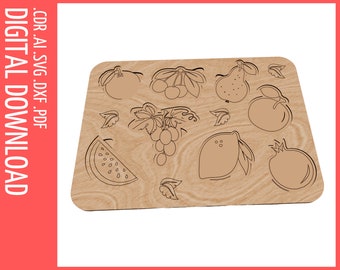 Educational Baby Puzzle Fruits And Berries Laser SVG / Laser cut files, SVG, CDR / Infant Puzzle cnc file / Glowforge / Montessori toy svg