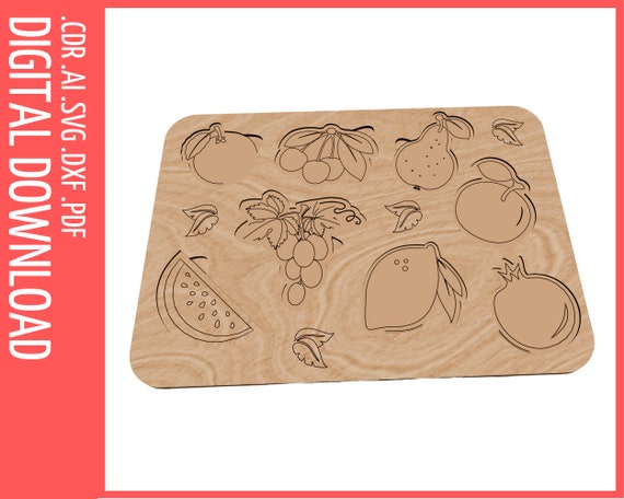 Educational Baby Puzzle Fruits And Berries Laser SVG / Laser cut files, SVG, CDR / Infant Puzzle cnc file / Glowforge / Montessori toy svg