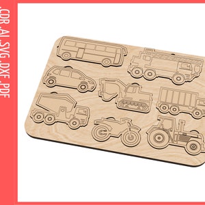Puzzle for baby Transport Laser cut files, SVG, CDR / Baby wooden Puzzle cnc file / Glowforge files, CNC pattern / Montessori puzzle svg