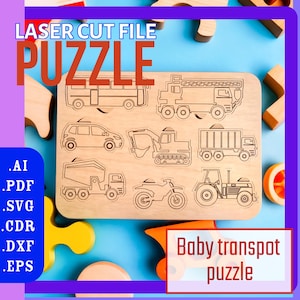 Puzzle für Baby Transport Laser cut Dateien, SVG, CDR / Baby Holzpuzzle CNC-Datei / Glowforge Dateien, CNC Muster / Montessori Puzzle svg