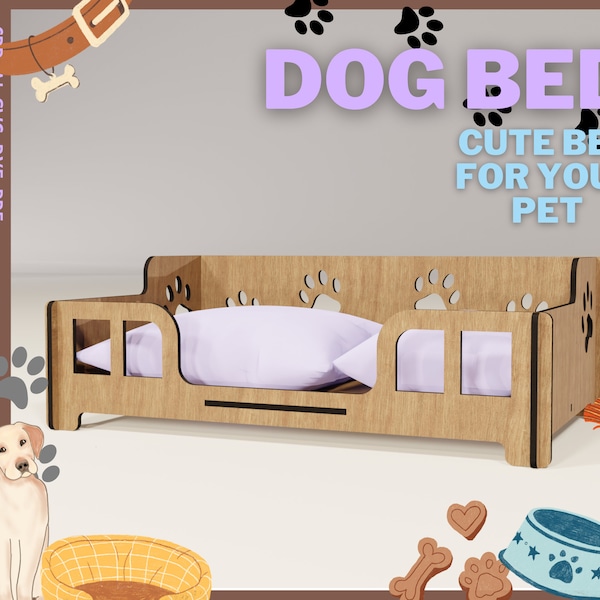 Dog bed laser cut fie / cute bed for pet dxf, svg file/ raised dog bed Glowforge CNC file