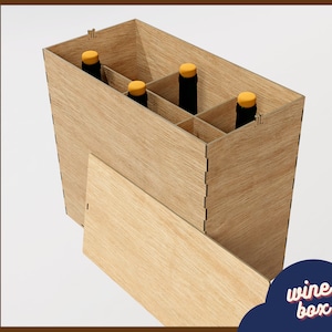 SVG Design for CNC Laser Cutting: Wine Box for 6 Bottles (0.75L each) with Opening Lid - Wooden Wine Bottle Gift Box Template