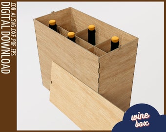 Weinkiste für 6 Flaschen (0,75L) mit Deckel - Geschenkbox aus Holz