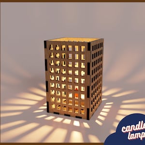 Glowforge Wooden Table Lamp Svg | Modern CNC Template | Laser Cut Candle Holder Pattern | Lantern DXF Cut Plan | Candle Holder DIY