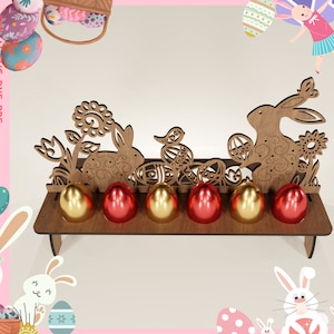 Osterhase Eier Halter Laser Cut Dateien / Holzei Korb Cnc Vektor Dateien / Korb für Ostern Glowforge / Kaninchen Box SVG