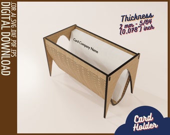 Visitenkartenhalter Laserschnittdatei | Karte Veranstalter glowforge dxf cut Projekt | Organisationstabelle Holz Kartenhalter svg Vorlage
