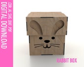 Cute Rabbit box with lid Laser Cut Files / Wooden box svg for kids / Decorative box for girls jewelry / Storage box, kids desk organizer svg
