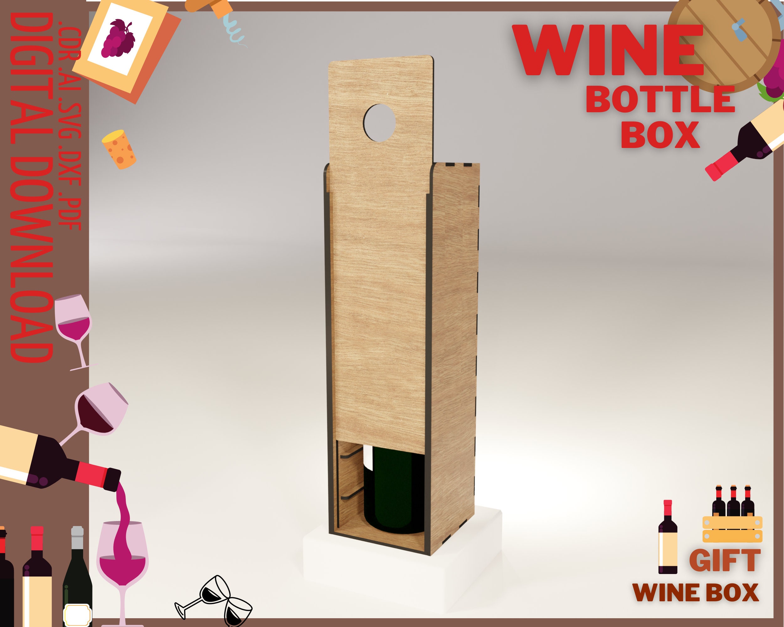 Laser Cut Wine Box Svg Etsy Finland