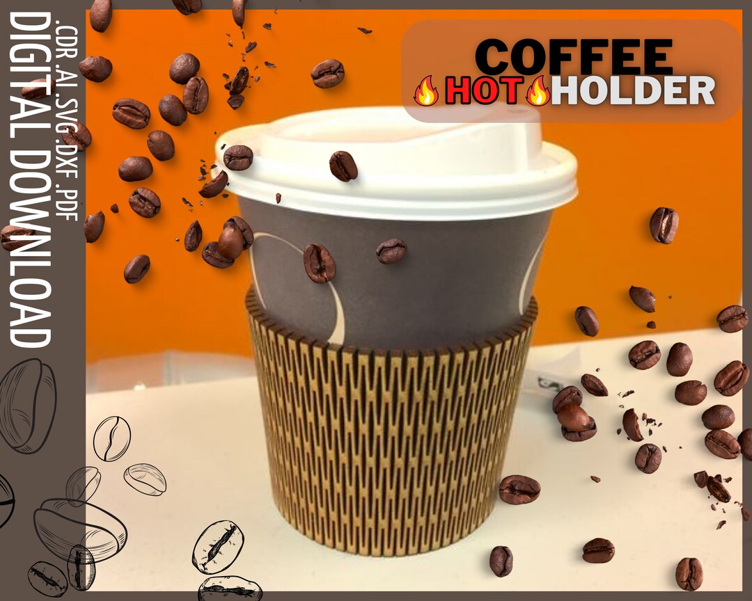Hot Cup Holder Laser Cut File, PDF Wooden Cup Holder, Coffee Tumbler Holder Cnc File, Tea Cup