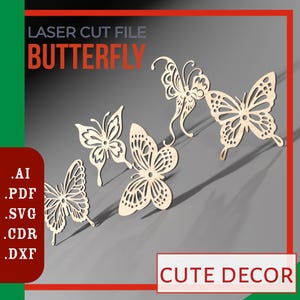 Butterfly svg Laser cut files / Perfect for Glowforge / Cnc files for wood / SVG laser file / Digital File Butterflies for DIY Craft, decor