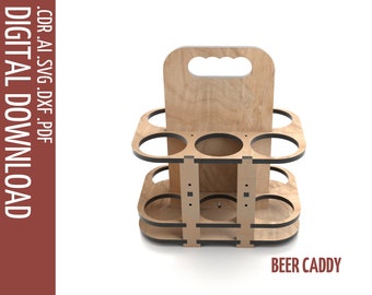 Beer Box Laser cut SVG Files / Wooden 6 Pack Beer caddy Glowforge Laser cut / Beer Bottle Crate CNC Cutting / Beer rack Holder SVG Vector