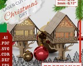 Laser-Cut SVG Design: Enchanting Treehouse Xmas Retreat - Elevate Your Christmas Decor