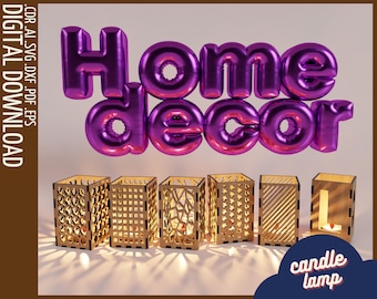 6 Modern Laser Cut Table Lamp Designs - Glowforge & CNC Templates / DIY Lantern and Candle Holder SVG Bundle - Laser Cut Lamp Patterns