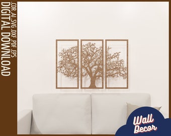 Nature tree wall decor svg Laser cut files / Perfect for Glowforge / Cnc files for wood / SVG laser file / DXF Tree wall art for DIY Craft