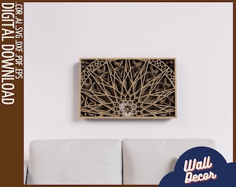 Meerlaagse lijst kunst aan de muur - lasergesneden mandala SVG - vector tekening cdr dxf - muurdecoratie - doe-het-zelf - lasergesneden bestanden - mandala gesneden vector