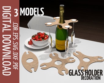 Wine glass caddy holder DIY winestand template - CNC & Laser Cut Files