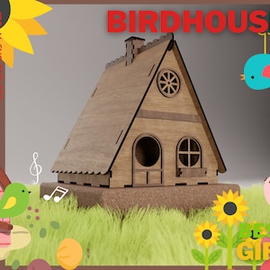 Boerderij vogelhuisje lasergesneden bestanden SVG / huis voor vogels sjabloon voor glowforge gesneden DXF / project voor CNC lasergesneden vogelhuisje kinderen patroon