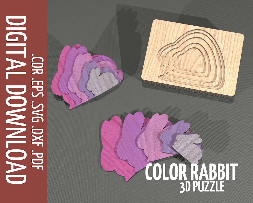 Puzzle Rabbits SVG, Educational Game for Kids / Laser Cut Files, Vector ...