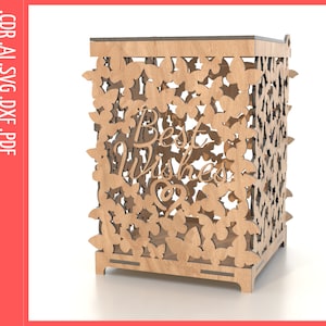 Archivos SVG/corte láser para decoración de cajas de regalo de boda, archivos CNC, Glowforge/caja de boda svg/caja de tarjeta Dxf cortada con láser, archivos digitales