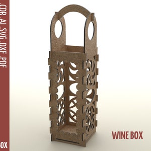 Wine box Laser cut files Wooden 3mm thickness / CNC pattern, cnc cut, laser cut / Gift box for wine bottle SVG / Wooden Box For Wine