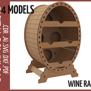 Bottle Mini bar holder SVG / Wine rack Laser cut files / Wine box stand svg / Bottle shelf vector / Keg wine rack, Bottle Rack, cnc files