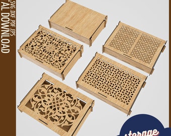 Craftsmanship in a Box: Laser Cut Wood Jewelry Organizer - 6 Compartments / Jewelry Closet organiser svg /  Desk organiser SVG