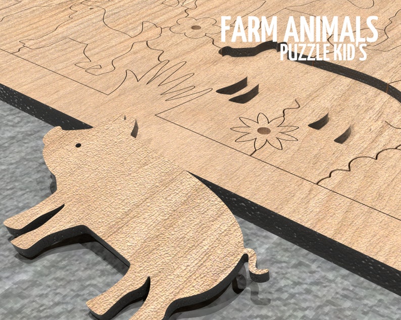 Puzzle Farm Animals Laser SVG / Laser Cut Files, SVG, CDR / Kids Wooden ...