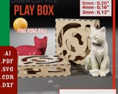 Play box for Cat Happy Cat file | Cat game box Laser cut files SVG DXF, CDR vector plans | Cnc pattern, laser project dxf | Glowforge file