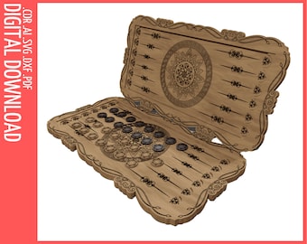 Backgammon Laser cut vector files SVG CNC / Table games cnc, wooden Backgammon dxf file / Board Game SVG cnc cut, Laser cut files