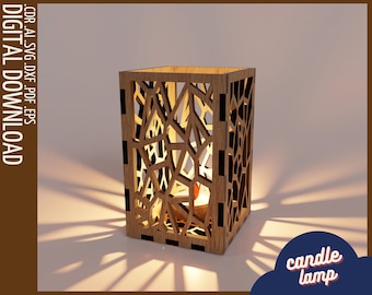 Laser Cut Table Lamp SVG | Glowforge Pattern | Craftsman Table Lamp DXF Cut | Lantern DXF Template | Candle Holder Digital Download