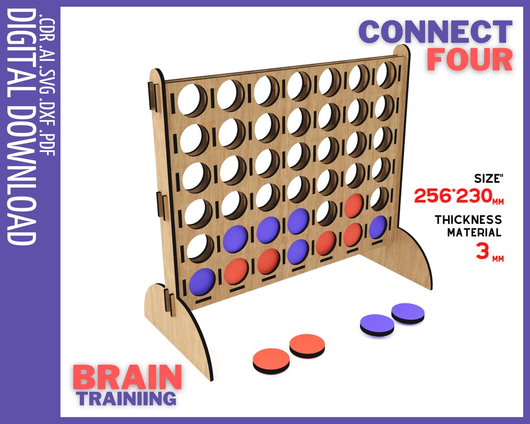 Connect Four Board Game Laser Cut Files / Board Game for Kids Svg ...
